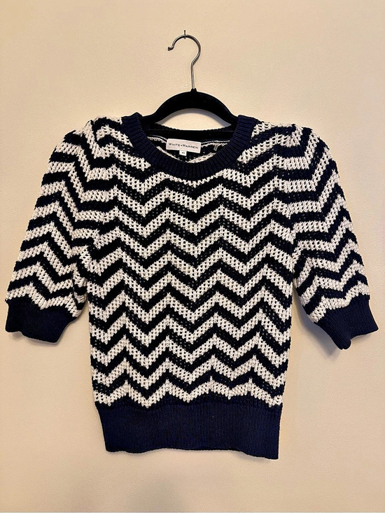 White + Warren Sweaters - White + Warren Chevron Cotton Sweater Size XS